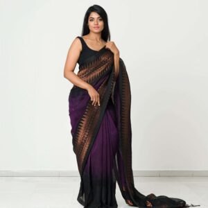 Linen Saree with copper zari work and running Blouse