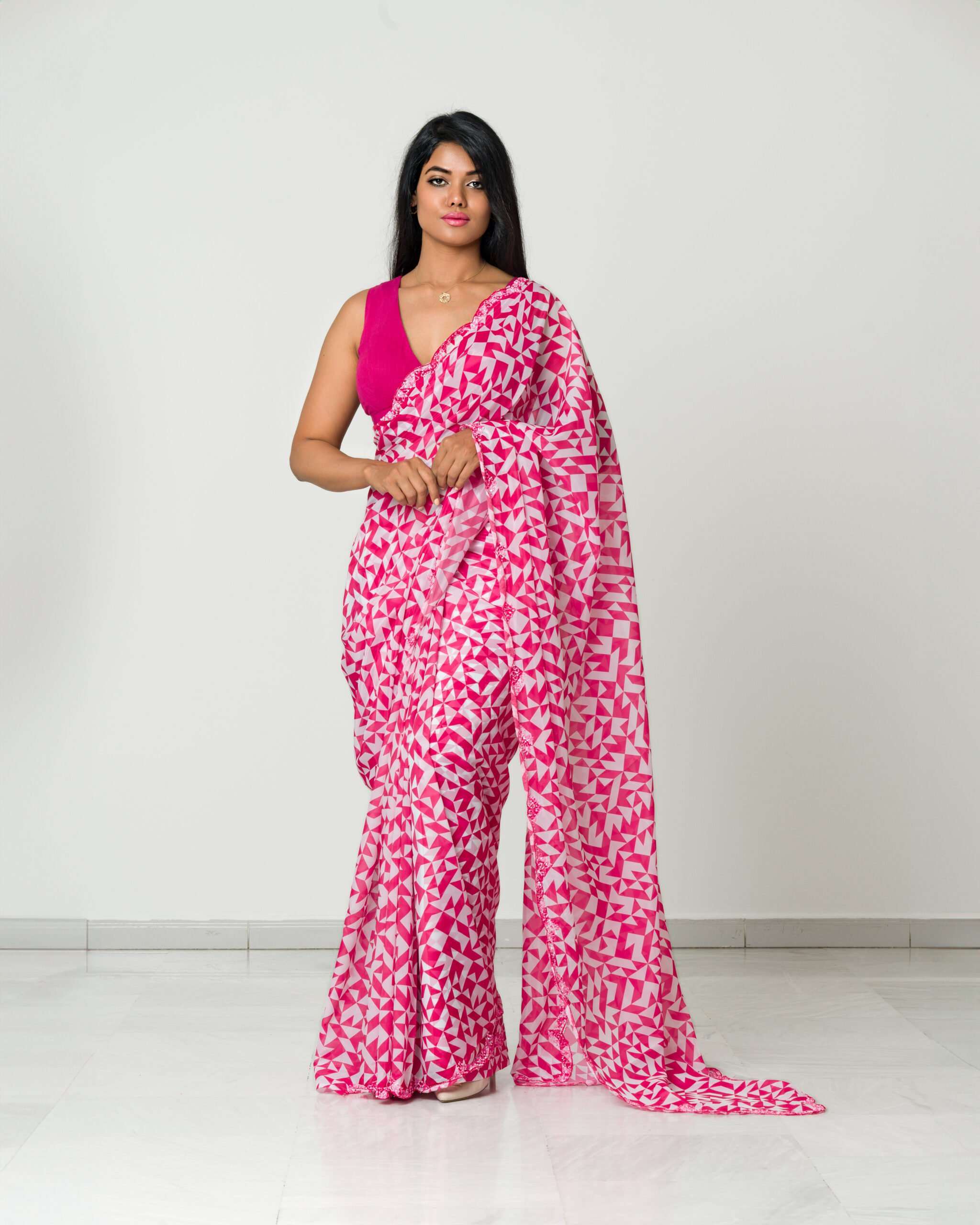 Satin Silk Saree with Sequin and Cut Dana Work