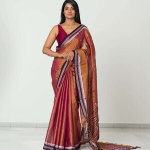 Raga Tissue Saree with Threadwork Border and Booti
