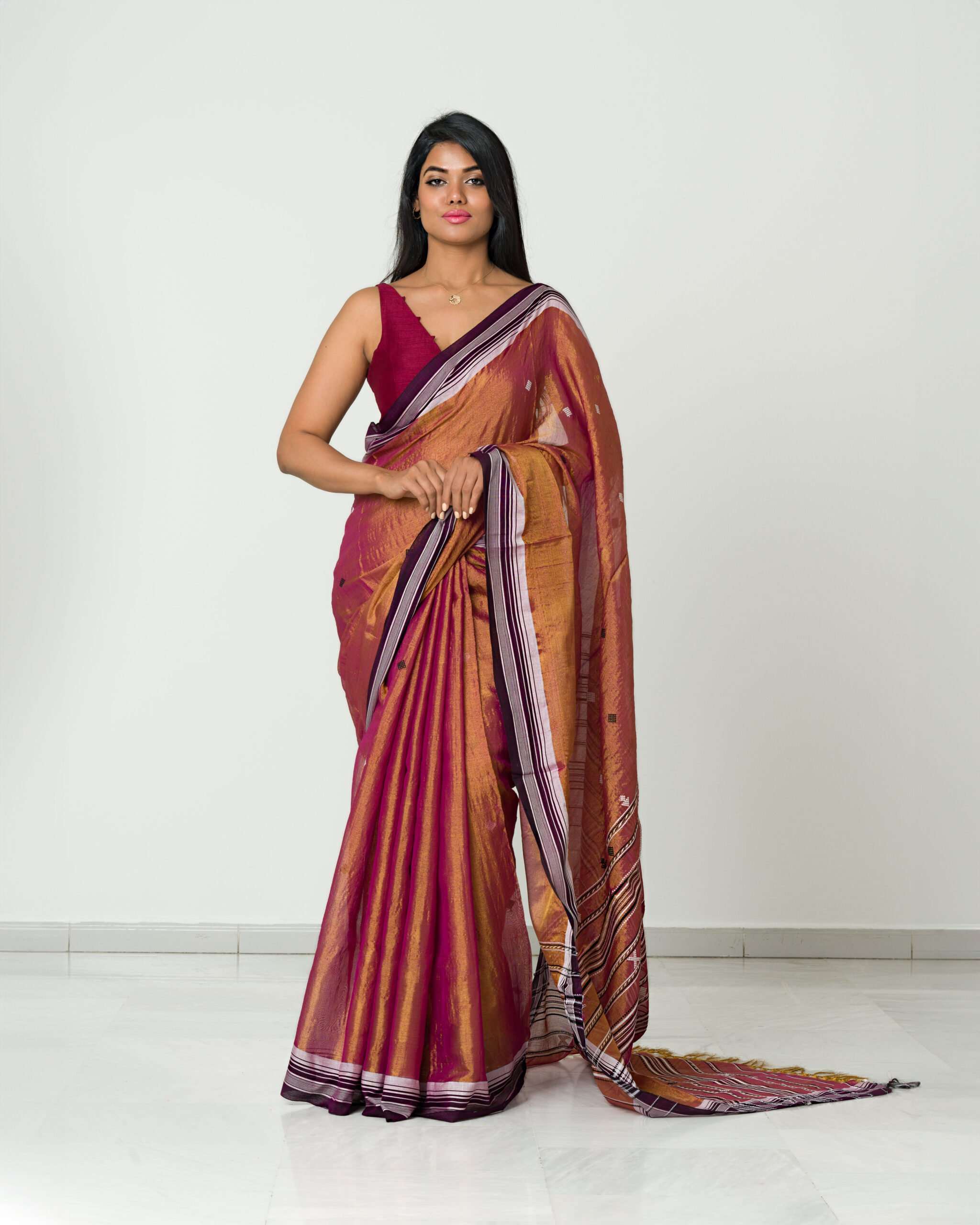 Raga Tissue Saree with Threadwork Border and Booti