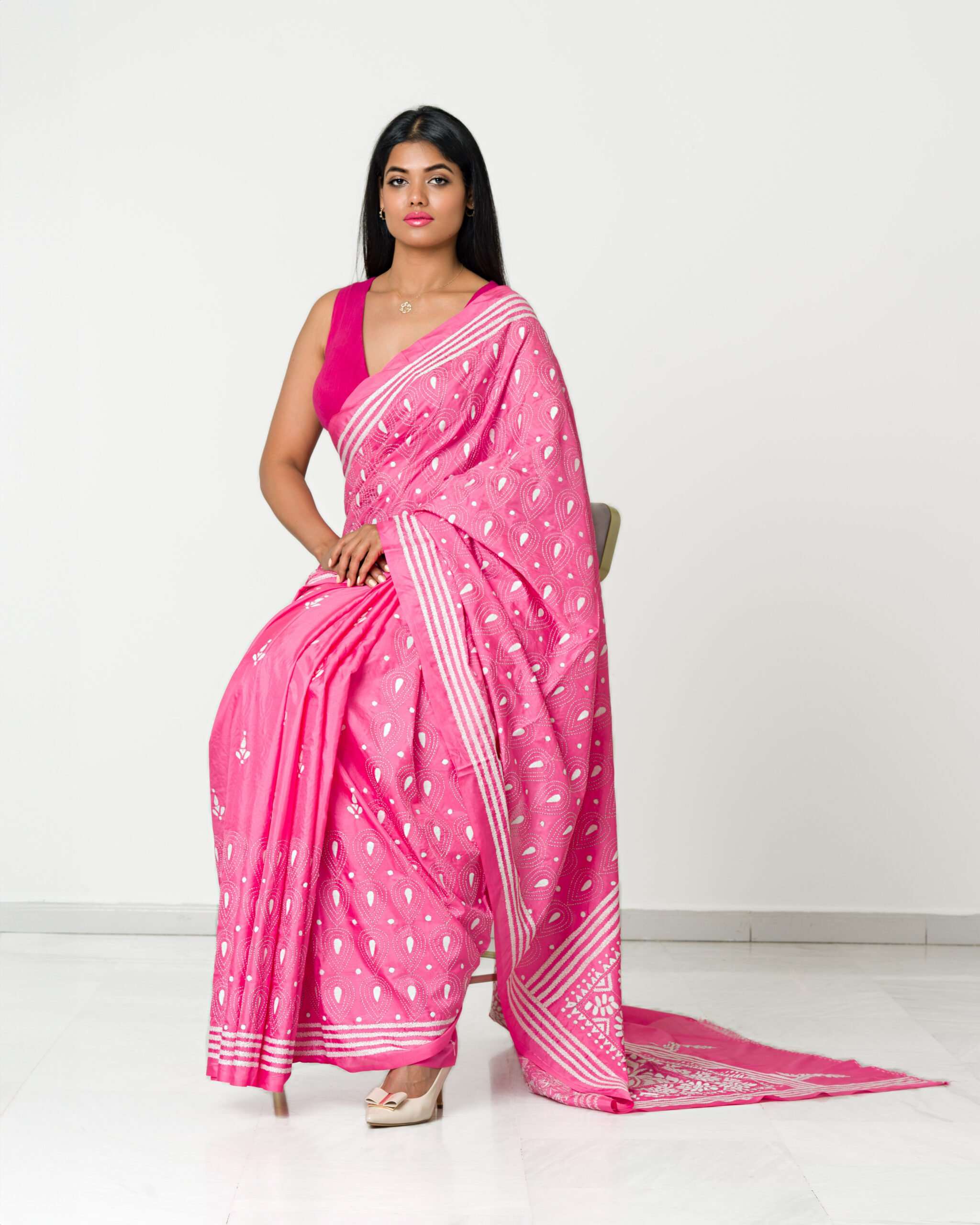 Satin Silk Saree with Sequin and Cut Dana Work - Image 5