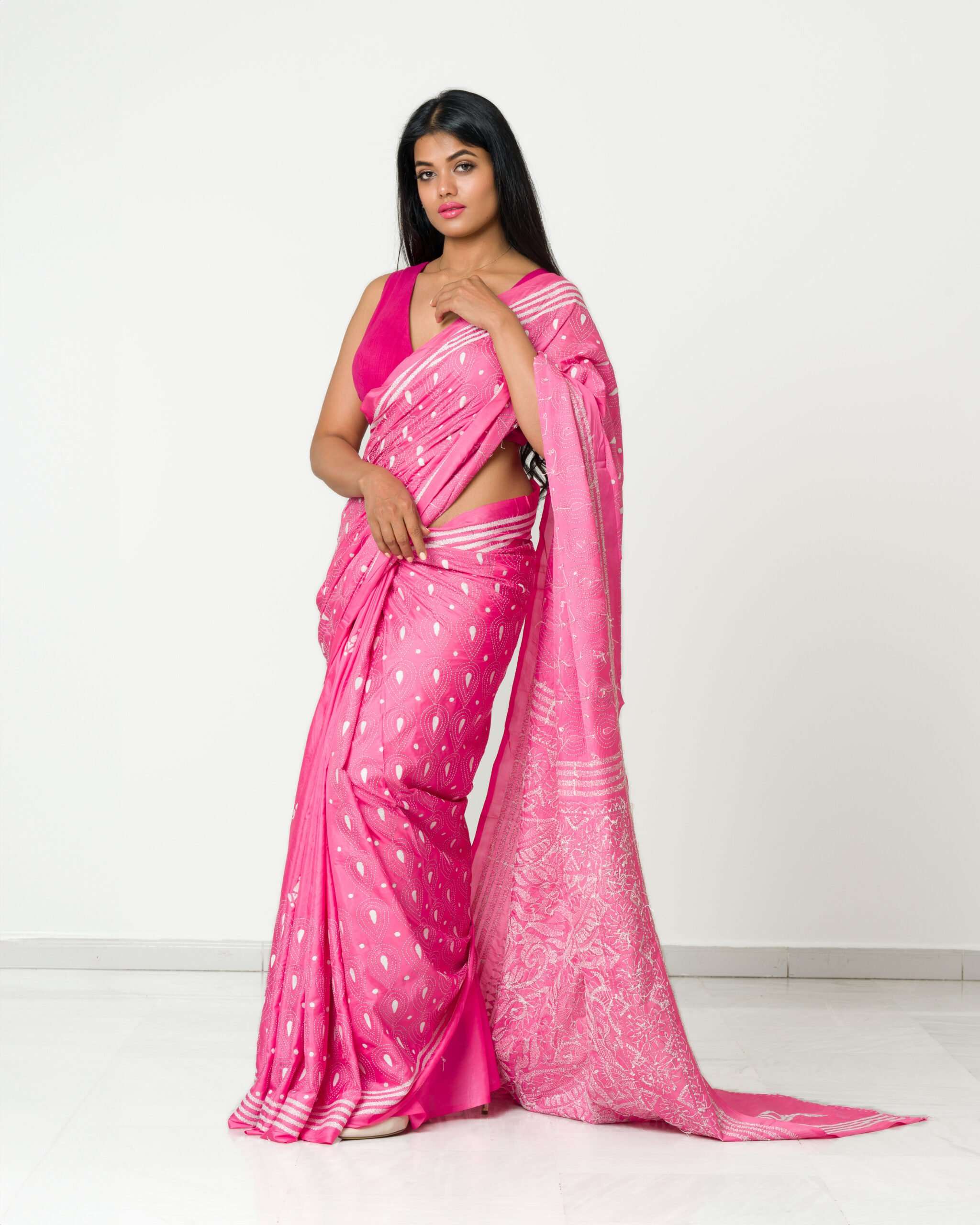 Satin Silk Saree with Sequin and Cut Dana Work - Image 4