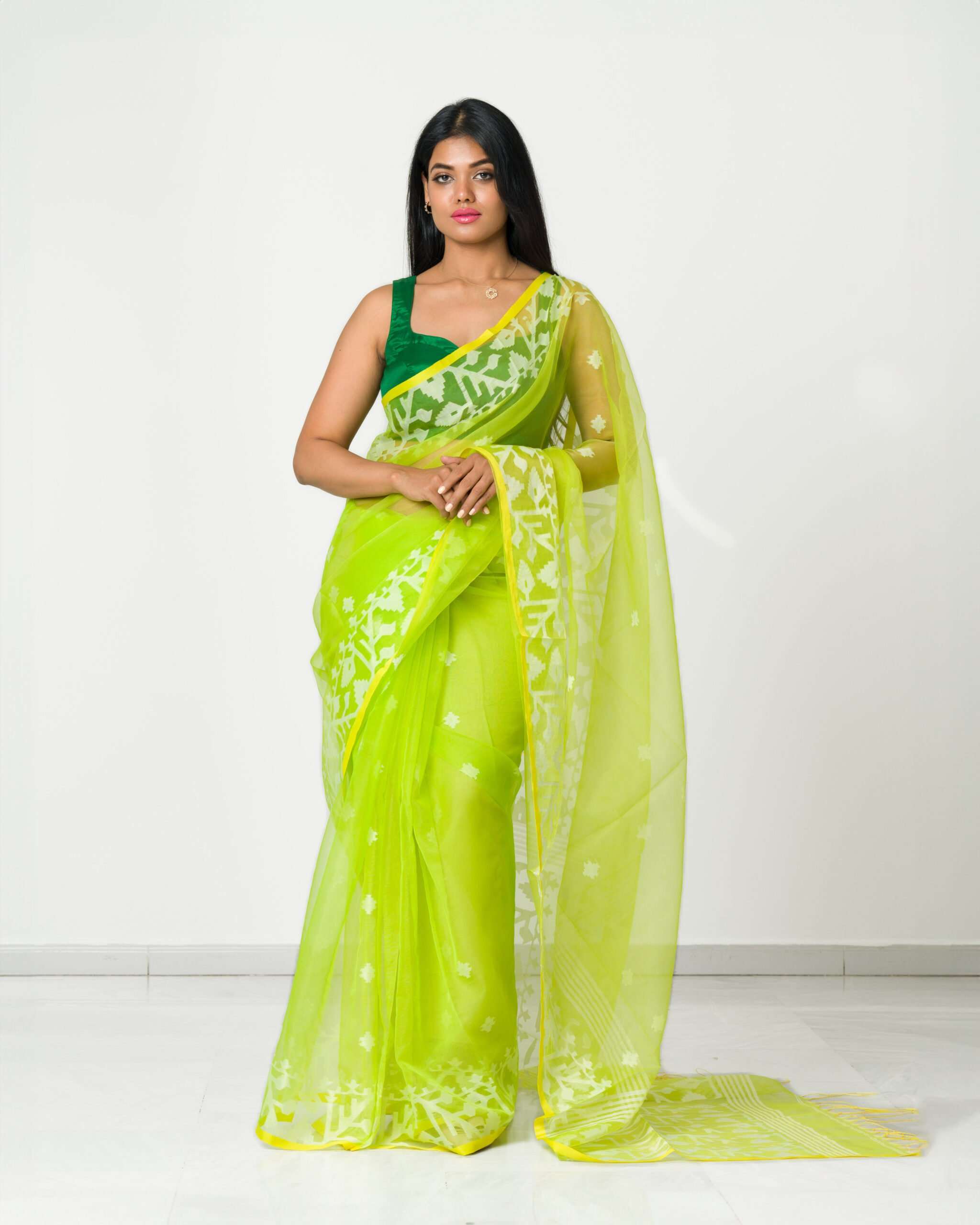 Matka Maslin Saree and running Blouse