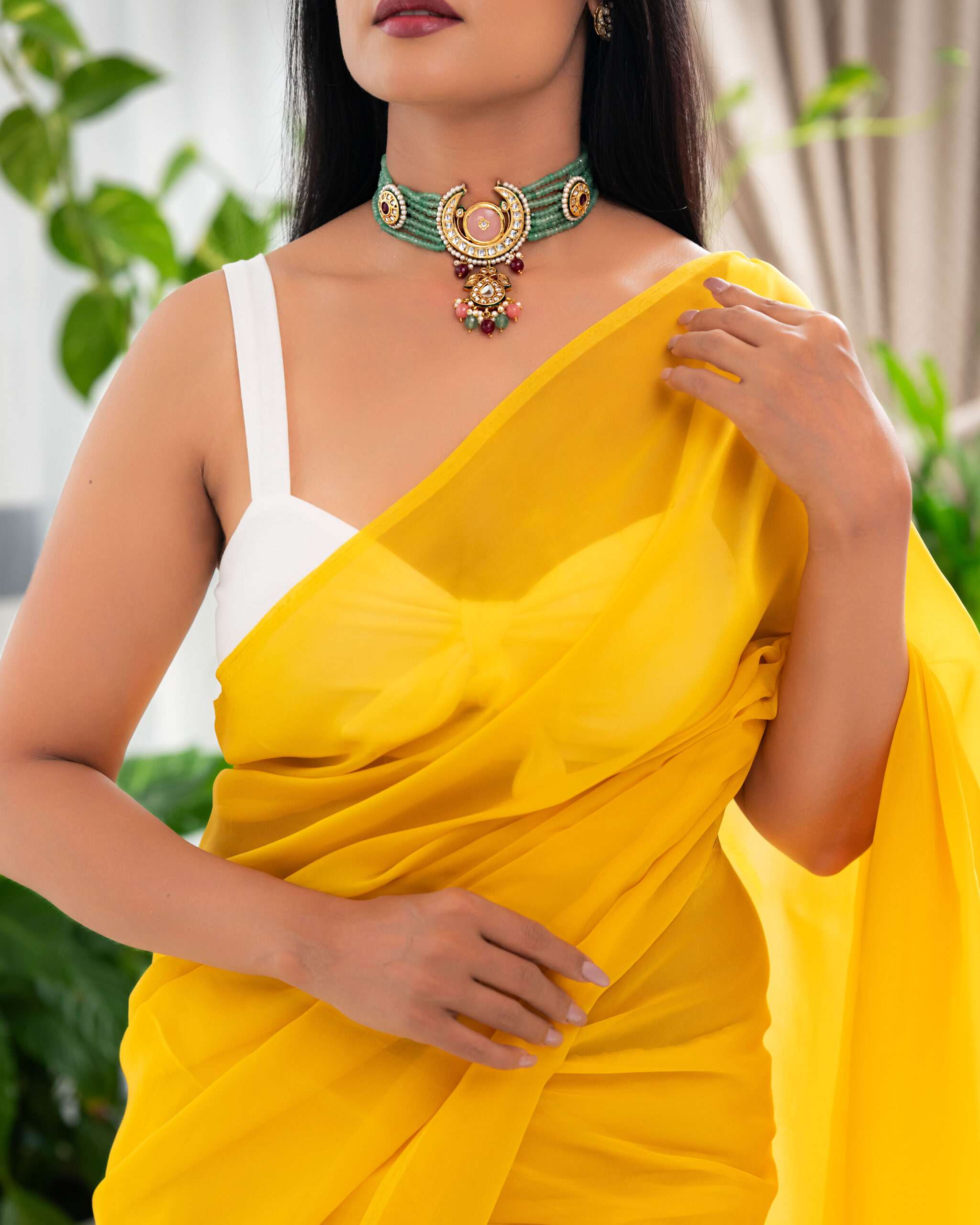A Fusion of Nature and Elegance: Kundan & Natural Bead Set - Image 3