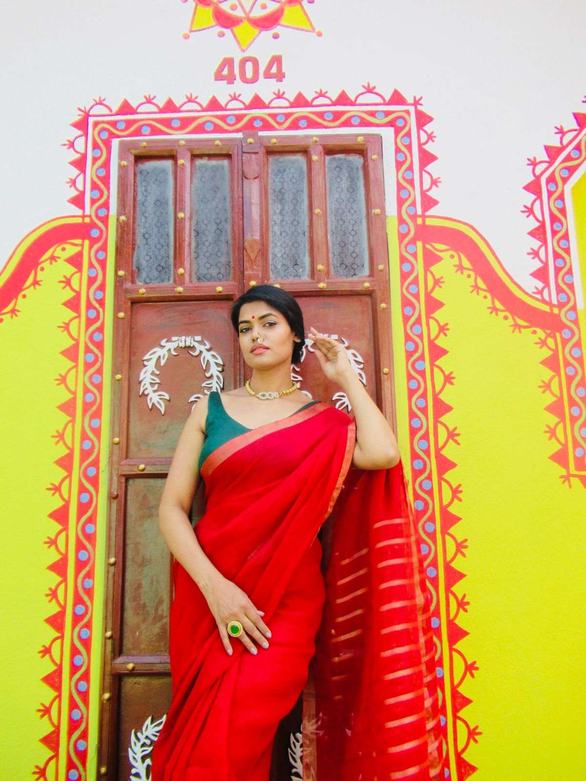 The Red Linen Saree with a Border