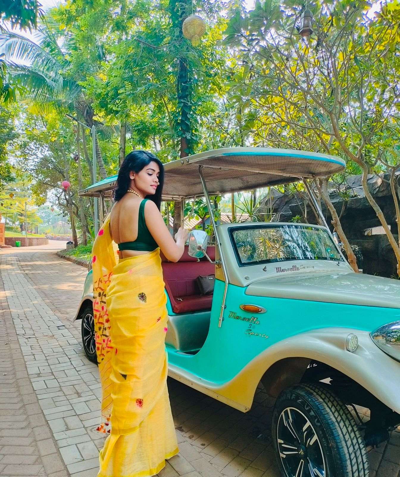 Cotton Saree with boti work and running Blouse