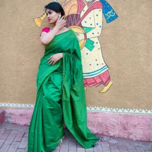 Butter Silk Saree with beads work and running Blouse