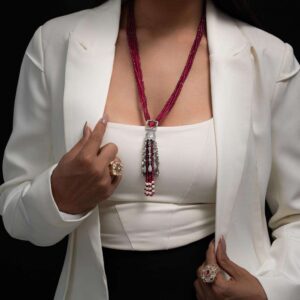 Inspired Elegance: Diamanté Tassel Necklace (Tanishq Design Influence)