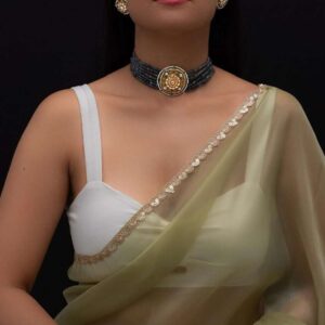 A Fusion of Color and Texture: Meenakari Lakh Pendant & Natural Bead Necklace Set