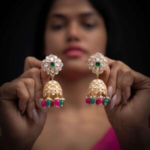 A Dazzling Dance of Light: Polki Jhumki Earrings