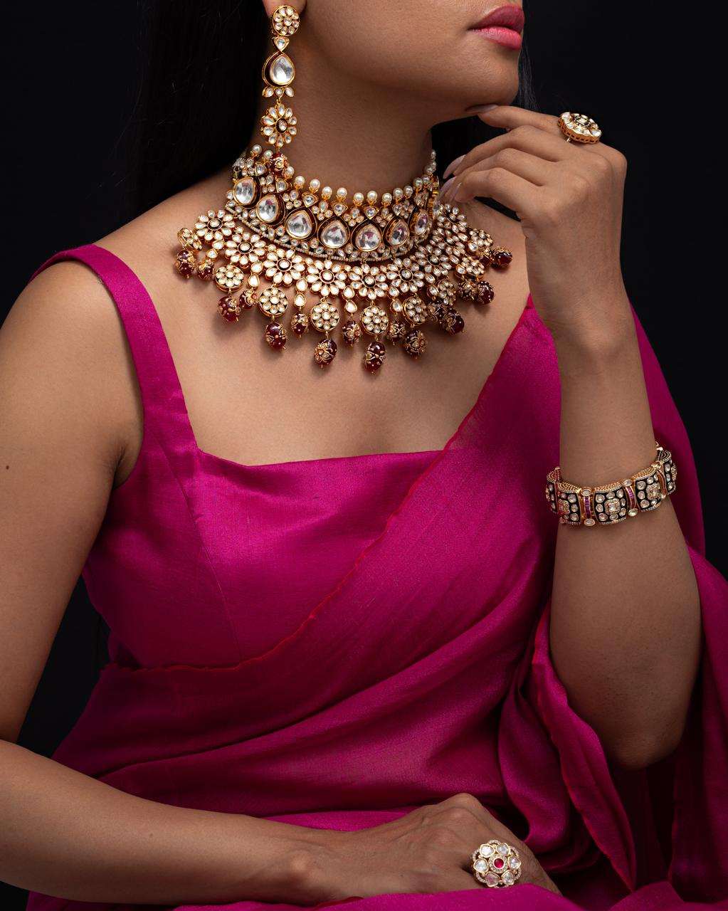 A Tapestry of Brilliance: Polki Kundan & Natural Stone Set