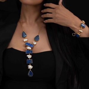 A Symphony of Sea and Sky: Lapis Lazuli & Pearl Necklace
