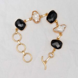 Enigmatic Allure: Black Faceted Onyx Bracelet
