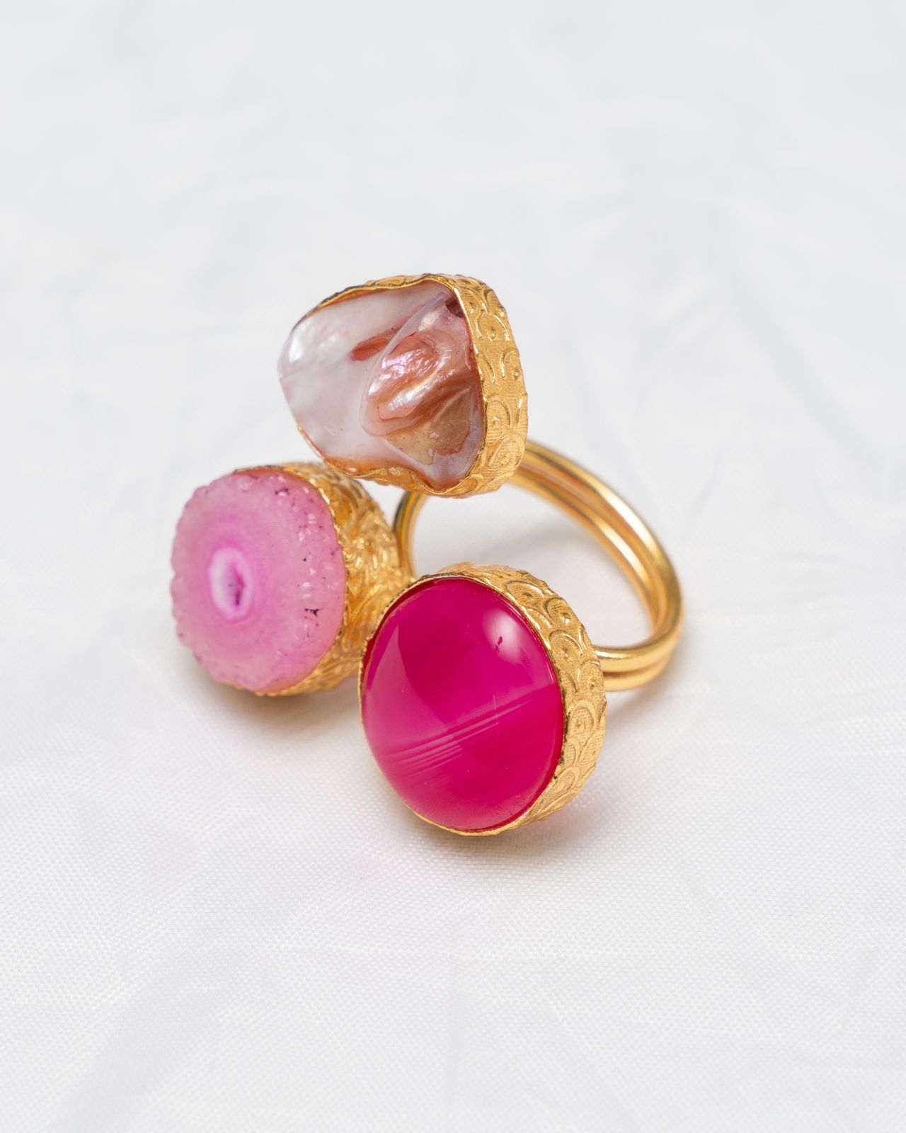 Blushing Beauty: Pink Designer Calcite Ring