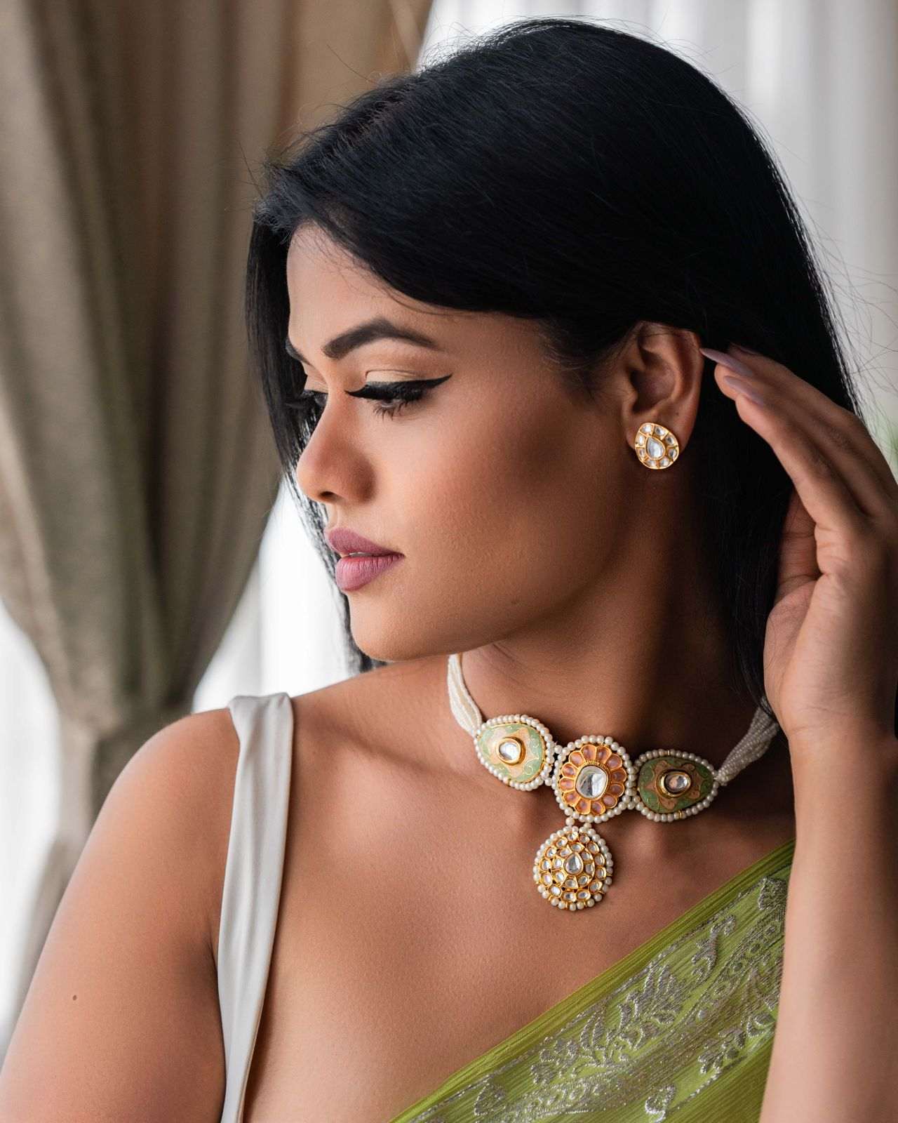 A Symphony of Colors: Meenakari, Polki Kundan & Shell Pearl Set