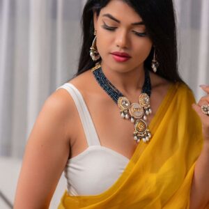 Enchanting Fusion: Natural Beads, Polki Kundan & Meenakari Necklace