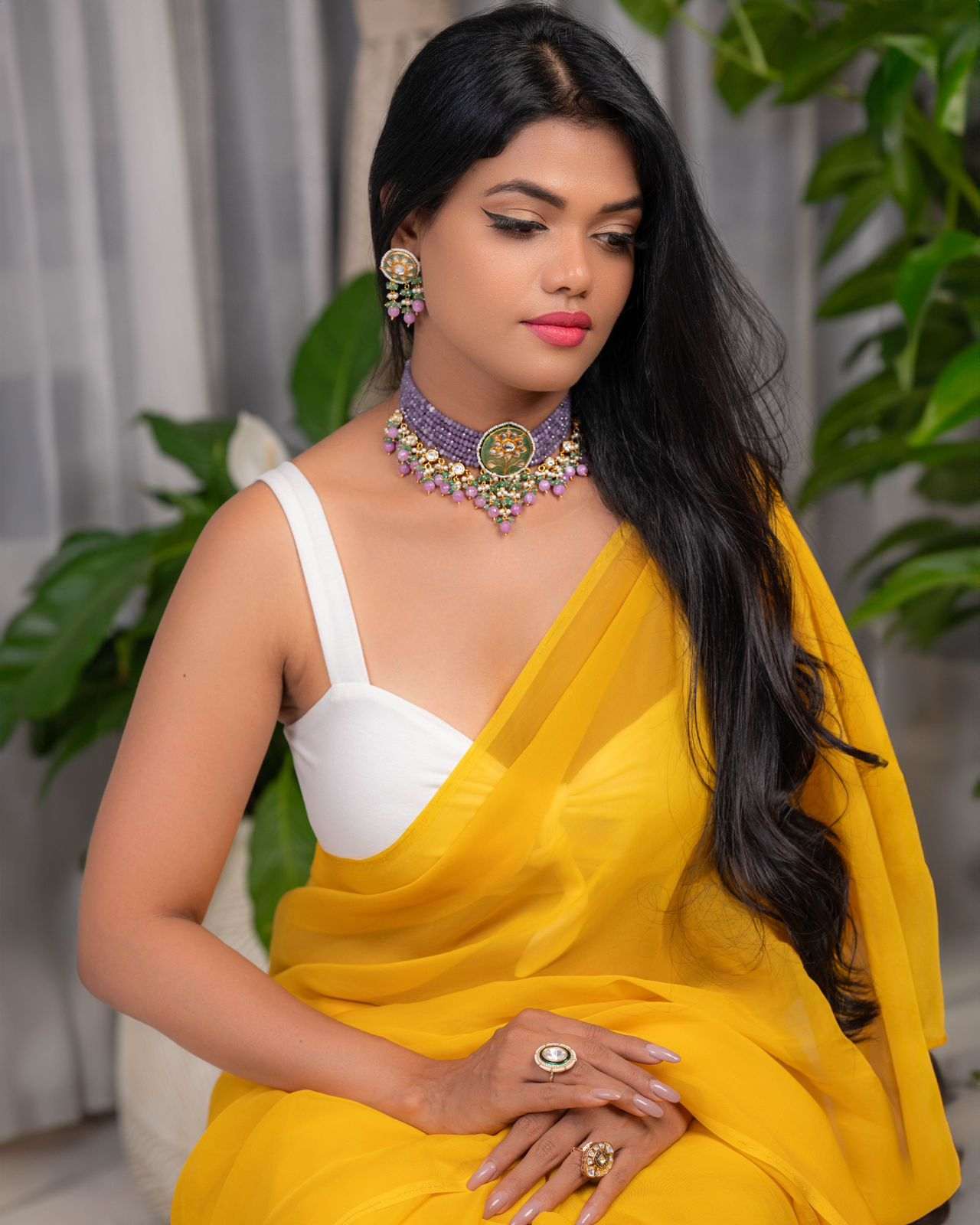 Nature's Touch Meets Regal Elegance: Natural Bead, Kundan & Meenakari