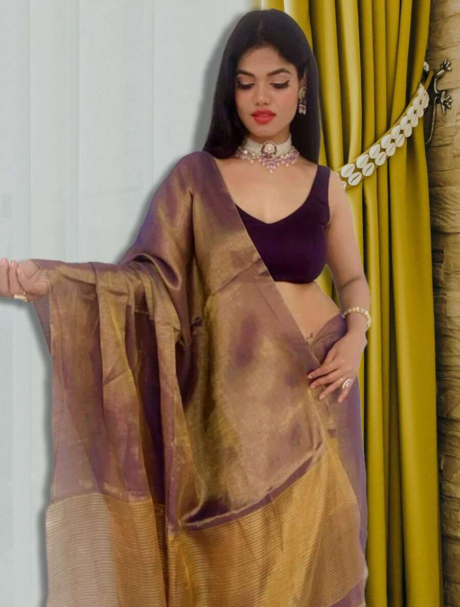 glossy linen sarees