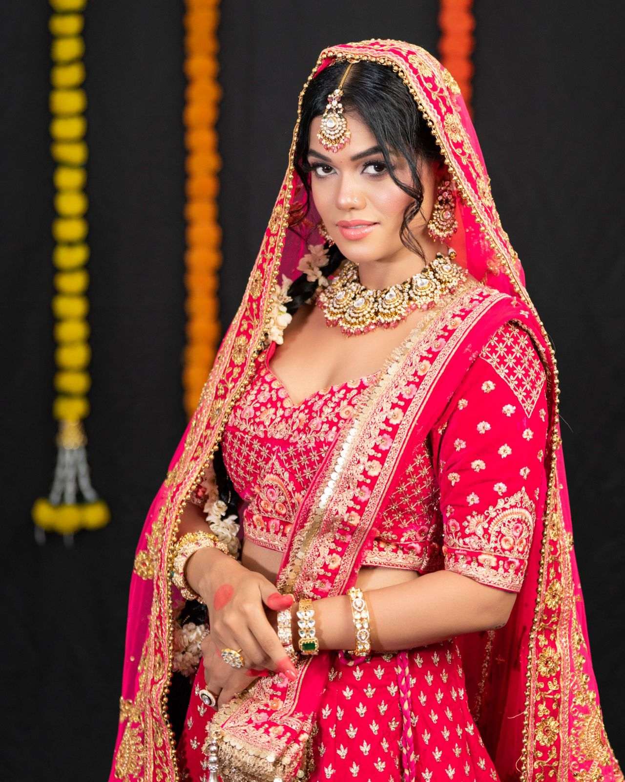 Kundan, Pearl, and Precious Stone Set with Brass Metal - Image 5