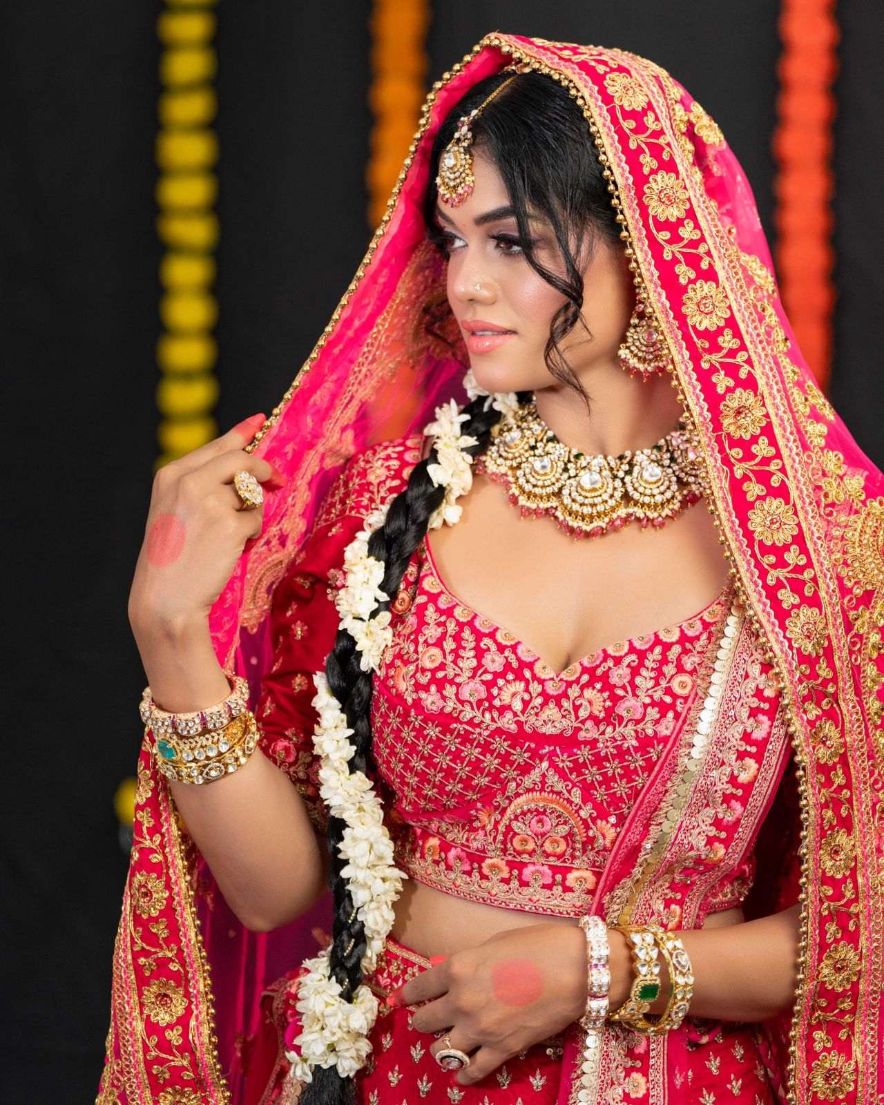 Kundan, Pearl, and Precious Stone Set with Brass Metal - Image 4