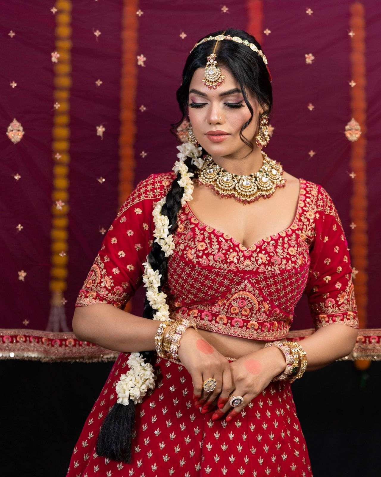 Kundan, Pearl, and Precious Stone Set with Brass Metal - Image 7