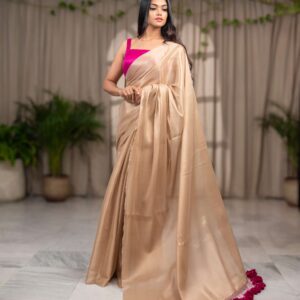 Pure Elegance: Plain Raga Tissue Saree