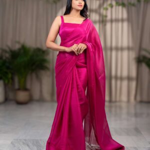 Pure Elegance: Plain Raga Tissue Saree