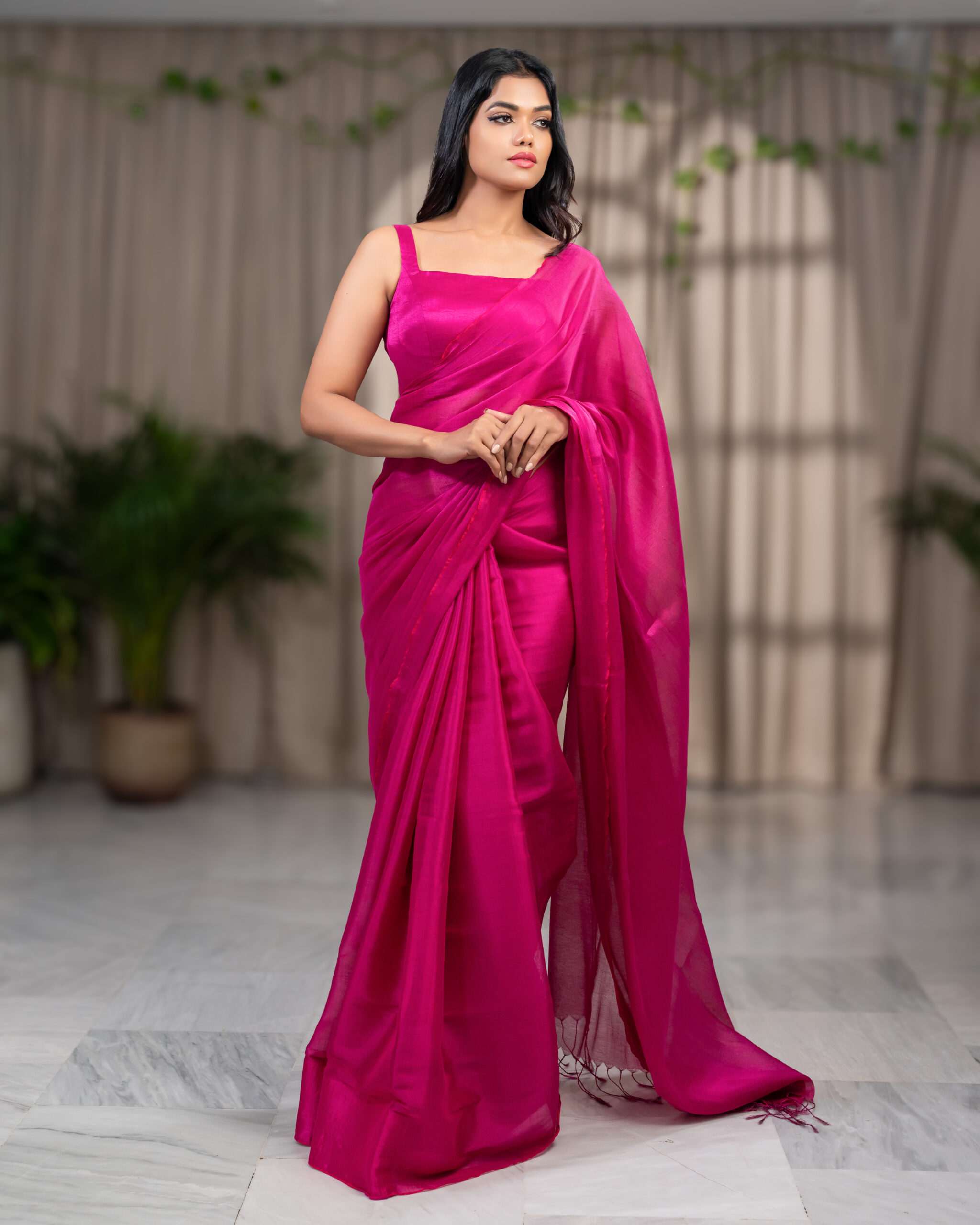 Pure Elegance: Plain Raga Tissue Saree