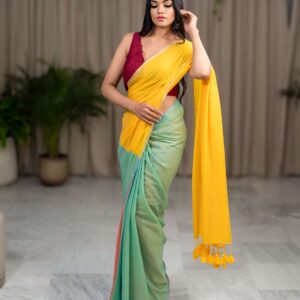 Vibrant Elegance: Multi-Color Cotton Saree