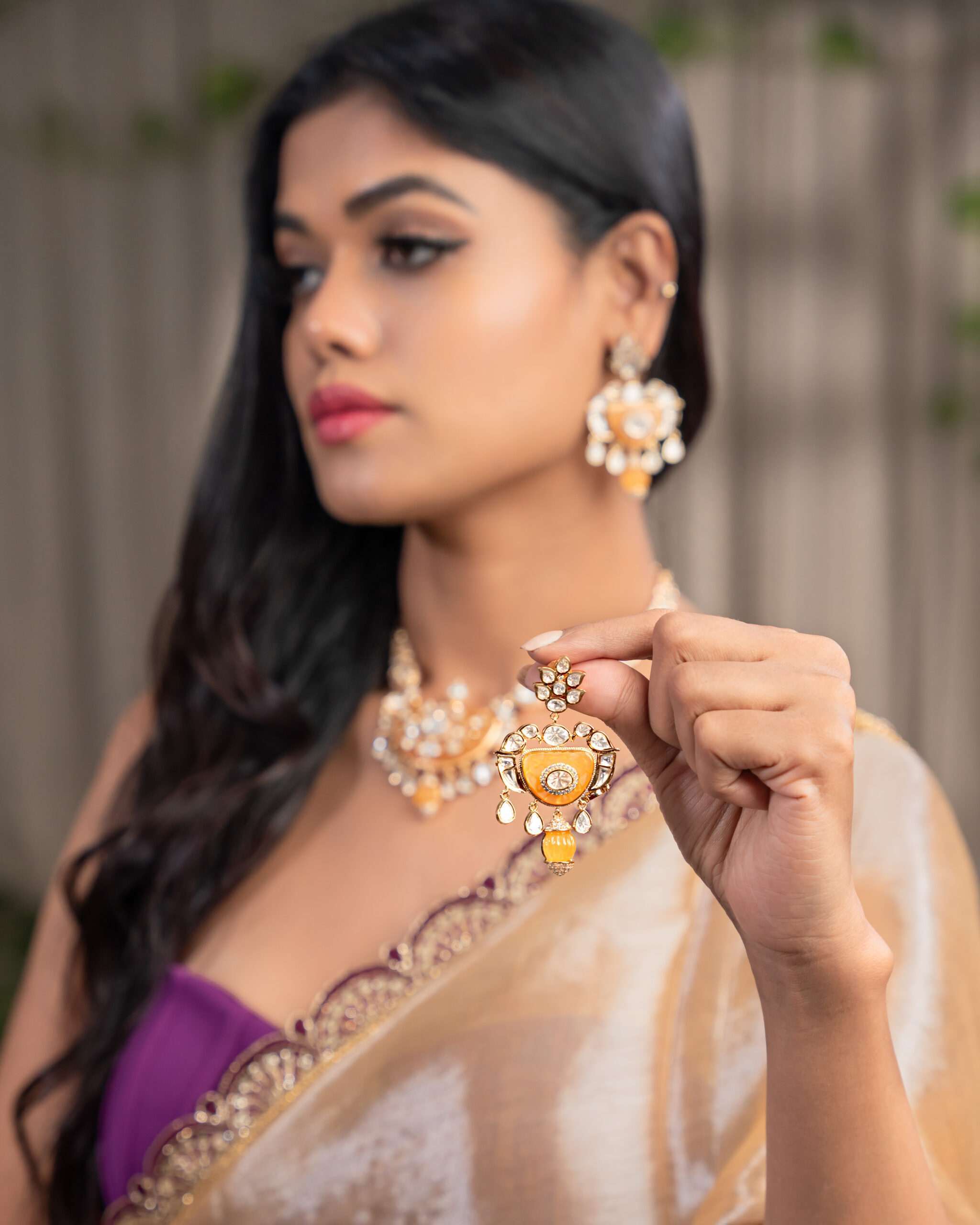 Kesariya Kritika Kundan Set: A Golden Masterpiece - Image 3