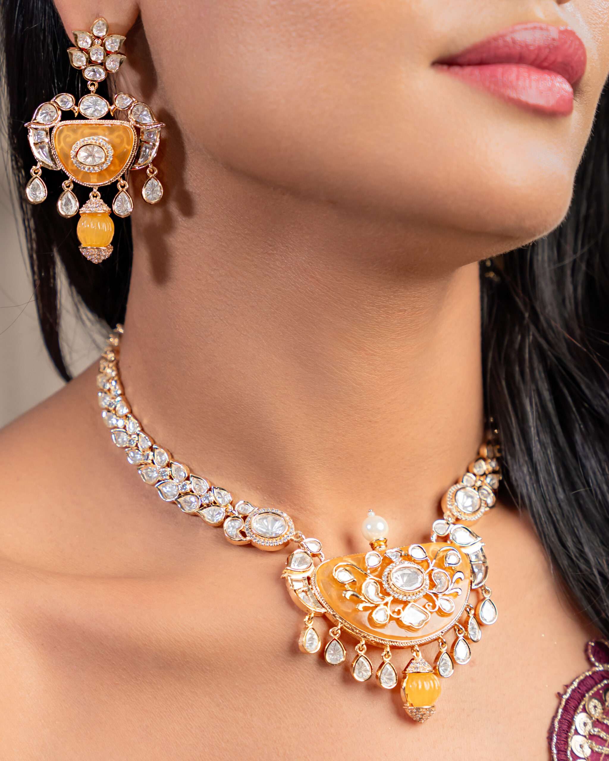 Kesariya Kritika Kundan Set: A Golden Masterpiece