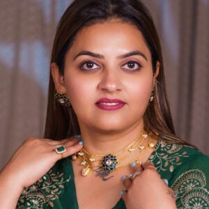 Neelamira: The Blue & Green Stone Kundan Layered Set