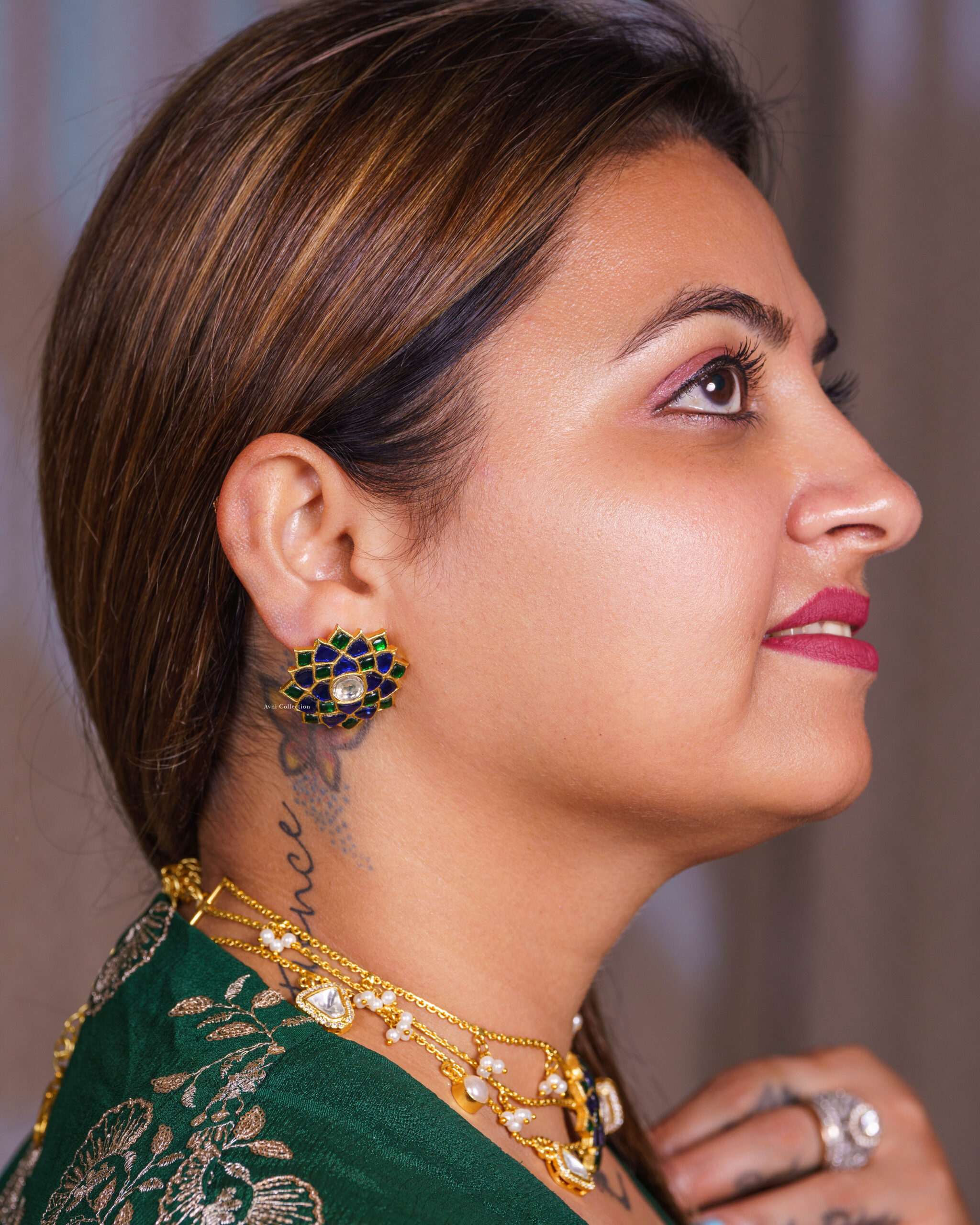 Neelamira: The Blue & Green Stone Kundan Layered Set - Image 2