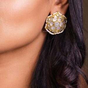 Aarvi: The Hexagon Mother of Pearl Earrings