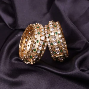 Avni Collection "Zoya Zari" Bangles Jodi: Threads of Emerald & Light on Your Wrists