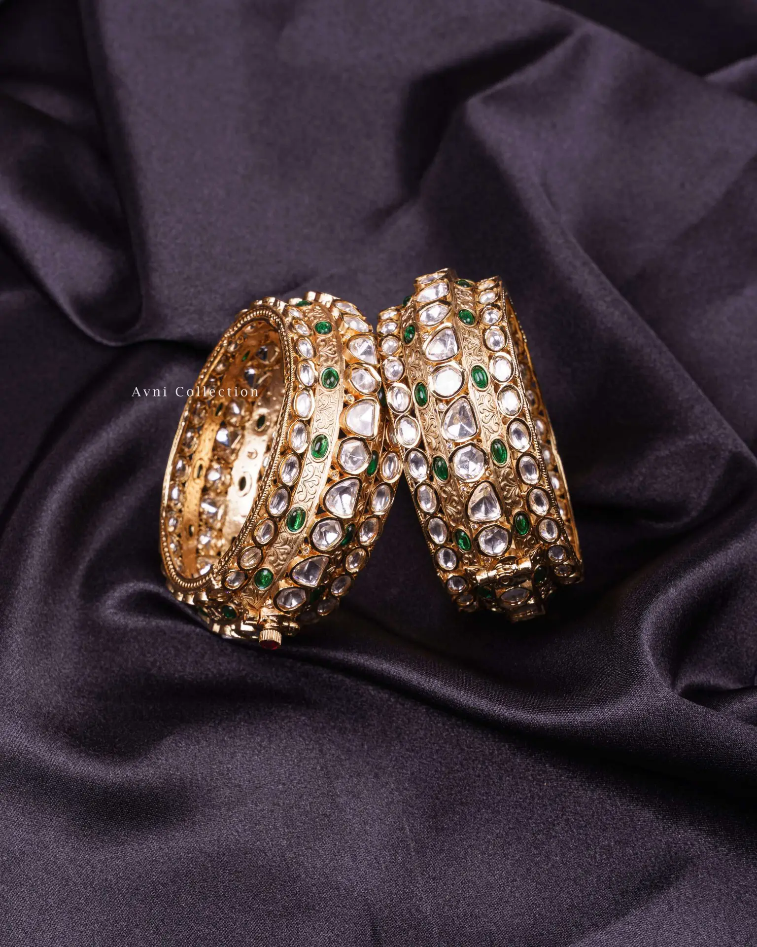 Avni Collection "Zoya Zari" Bangles Jodi: Threads of Emerald & Light on Your Wrists