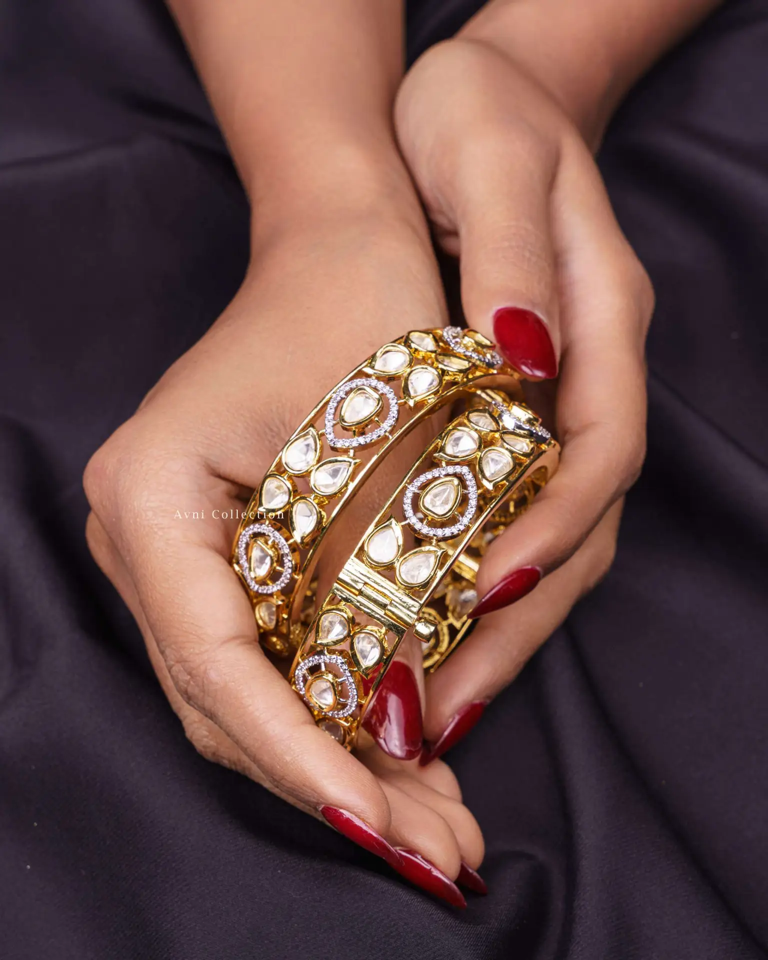 Avni Collection "Heerkani Jyoti" Bangles Jodi: Diamond-Like Radiance on Your Wrists - Image 3